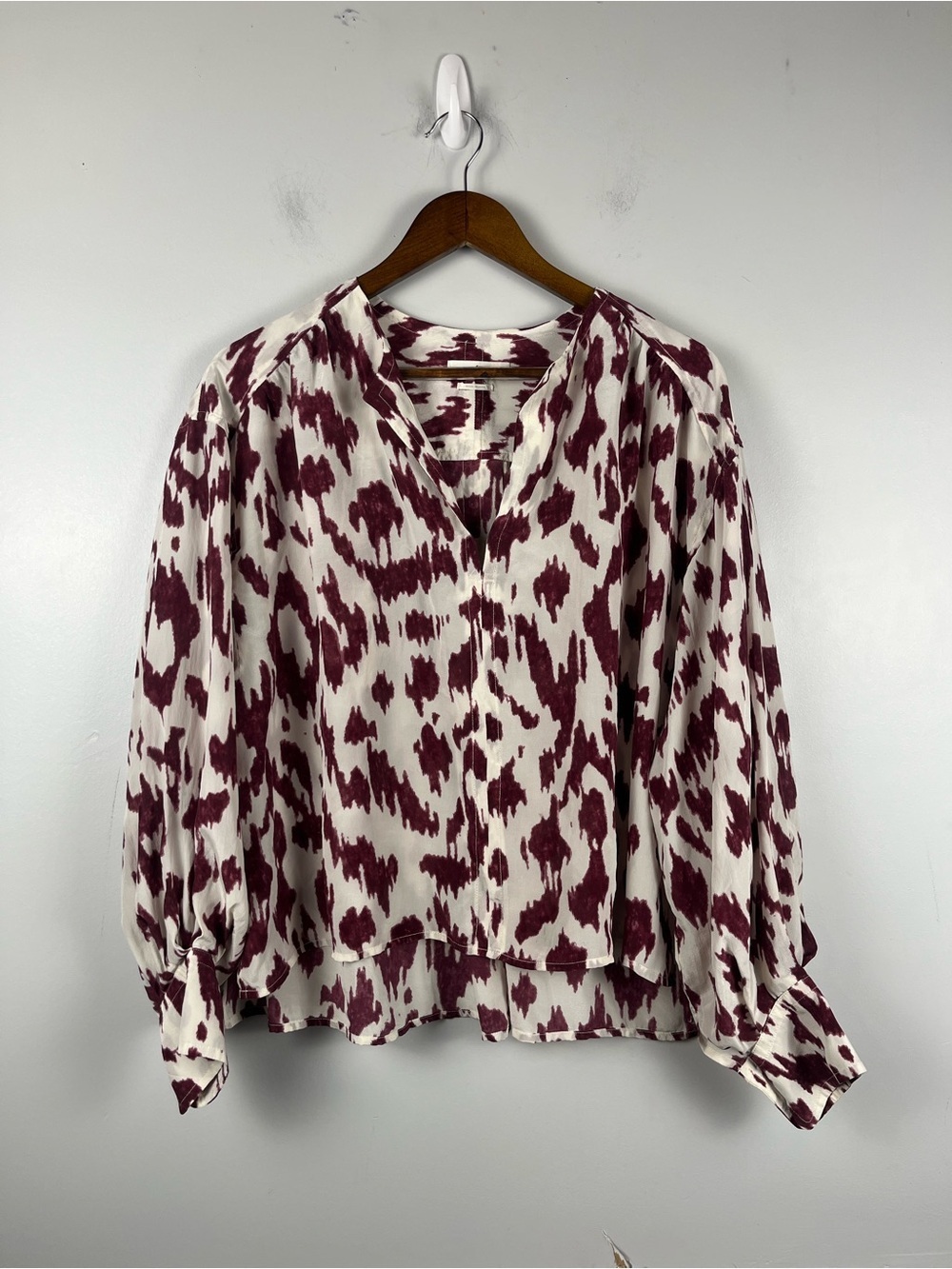 Isabel Etoile Marant purple white 100% silk blouse size 38